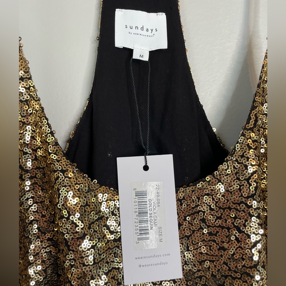 NWT Sundays Gold Sequin Viola Cami - Picture 10 of 11
